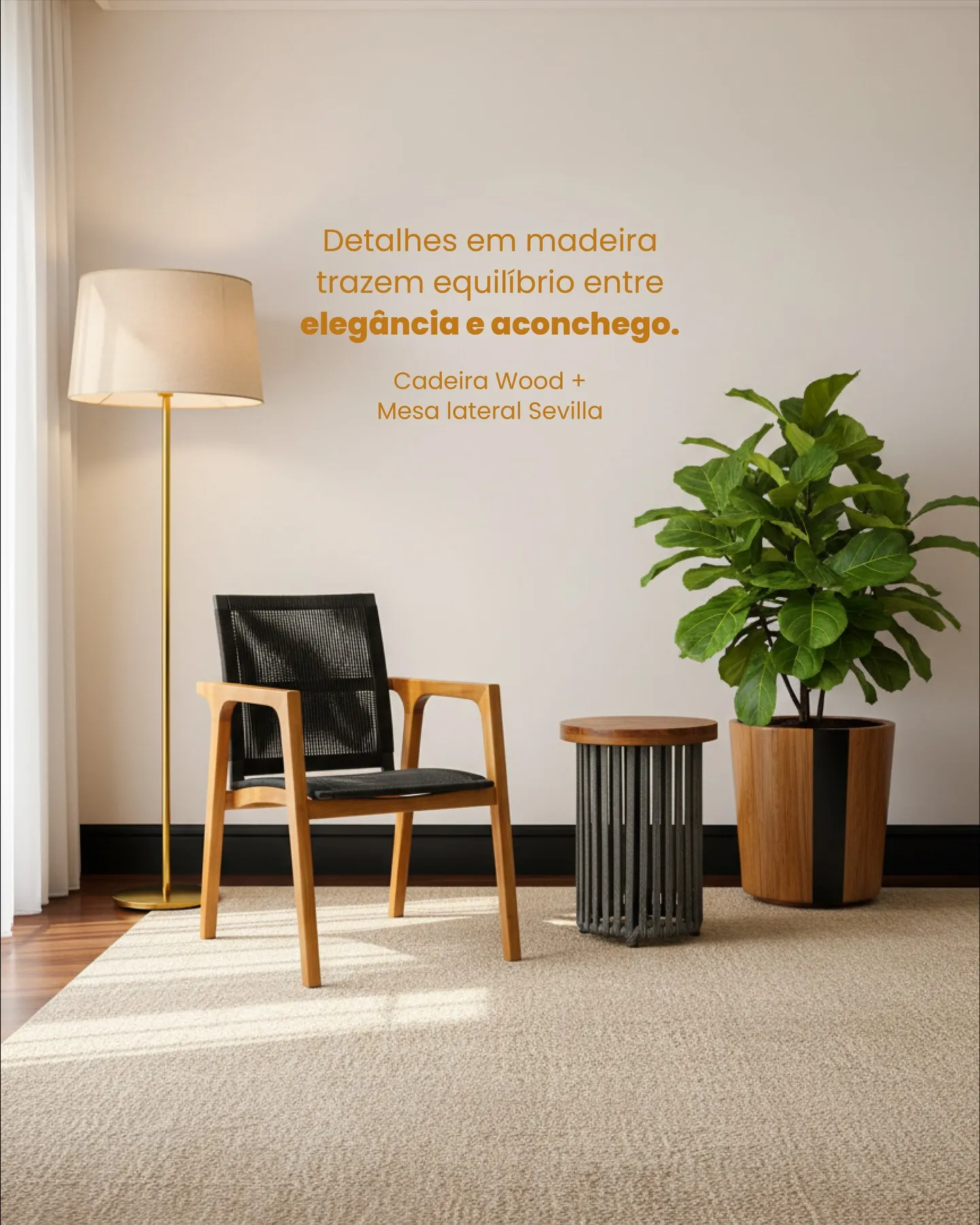 Cadeira e mesa lateral da linha de móveis Utildecor